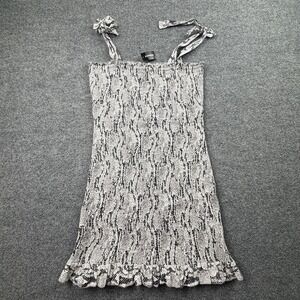 Express Snake Print Smocked Mini Dress Tie Straps NWT Stretch Size L